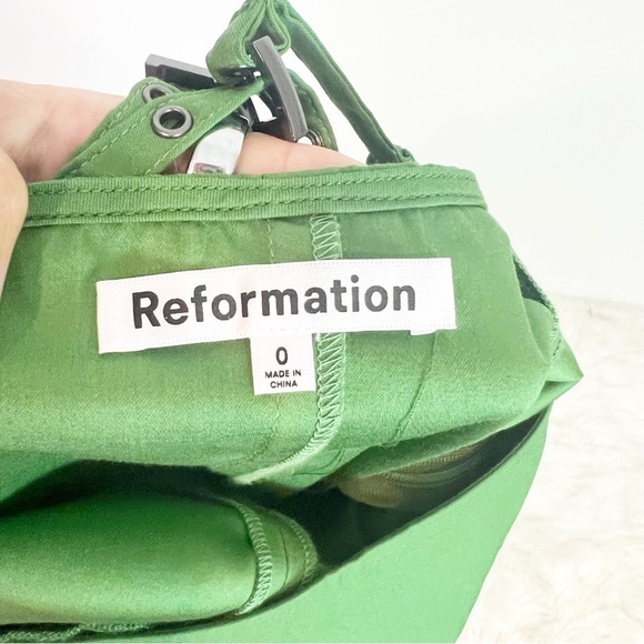 REFORMATION GREEN SLEEVELESS STRETCH MIDI JAYDEN DRESS WOMENS SZ XS - Picture 7 of 8